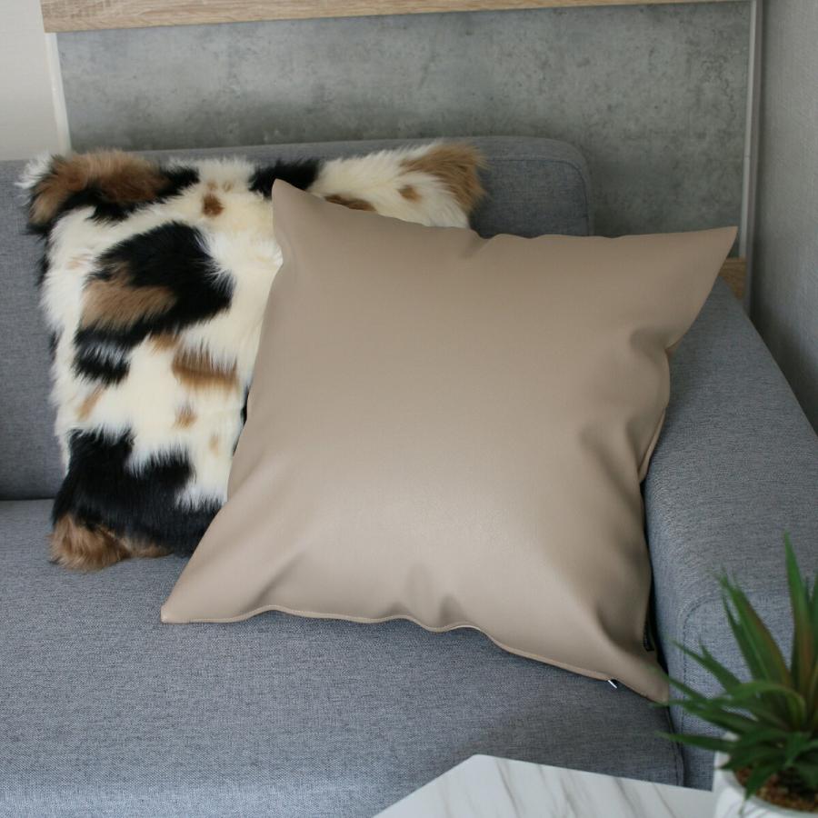 PVC レザー クッションカバー 45×45cm 日本製 シンプル カフェ レザー