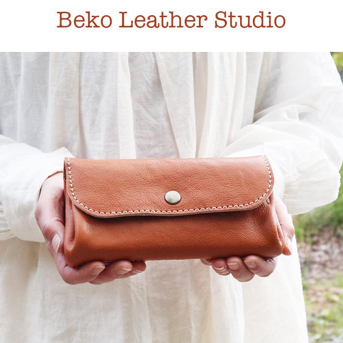 アコーディオン/ジャバラのヌメ革長財布/大きな財布/ハンドメイド財布