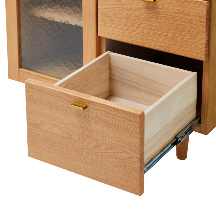 ガラスキャビネット オーク材を使ったガラス扉のリビングキャビネット 74