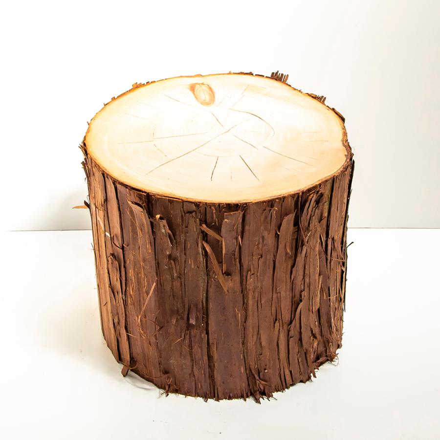 川島材木店 桧切り株 高さ20cm 直径約35cm 皮つき 薪割り台 丸太椅子