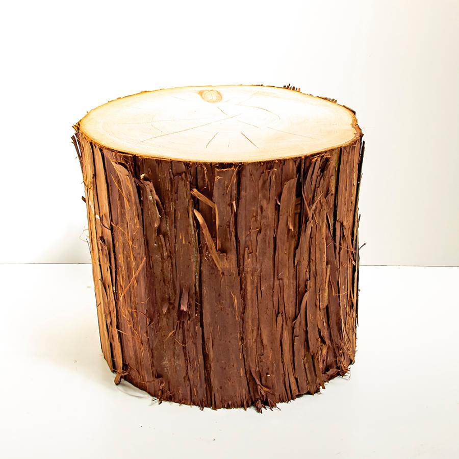 川島材木店 桧切り株 高さ20cm 直径約35cm 皮つき 薪割り台 丸太椅子