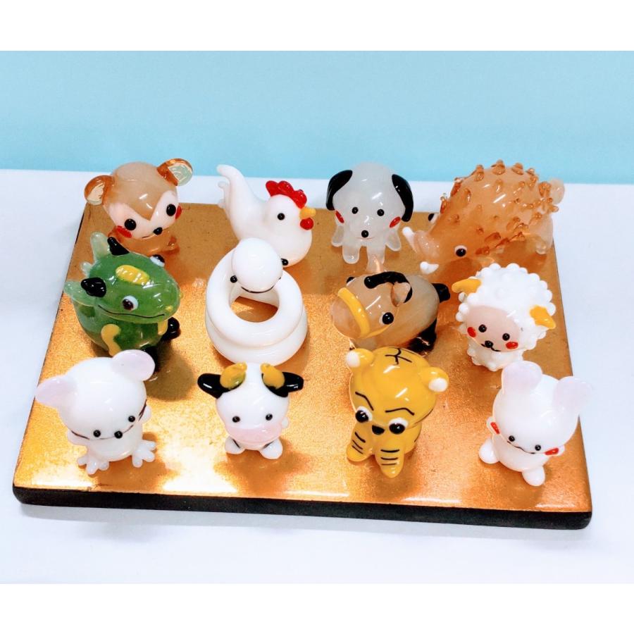 ガラス細工 十二支セット（M）台付 ミニチュア 置物 雑貨 干支 小物