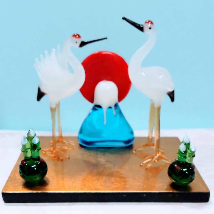 ガラス細工 ツル2羽セット（L) ミニチュア 置物 雑貨 動物 鳥 鶴