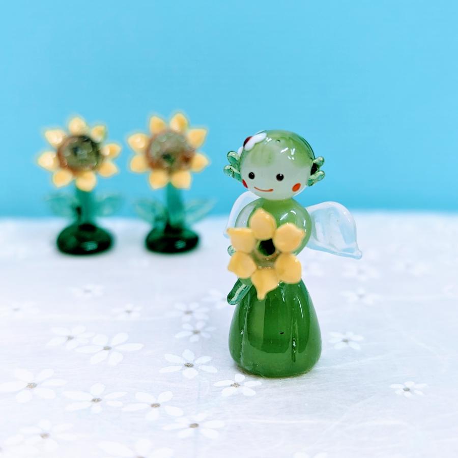 ガラス細工 花の妖精（ひまわり）ミニチュア 雑貨 置物 小物 天使 花
