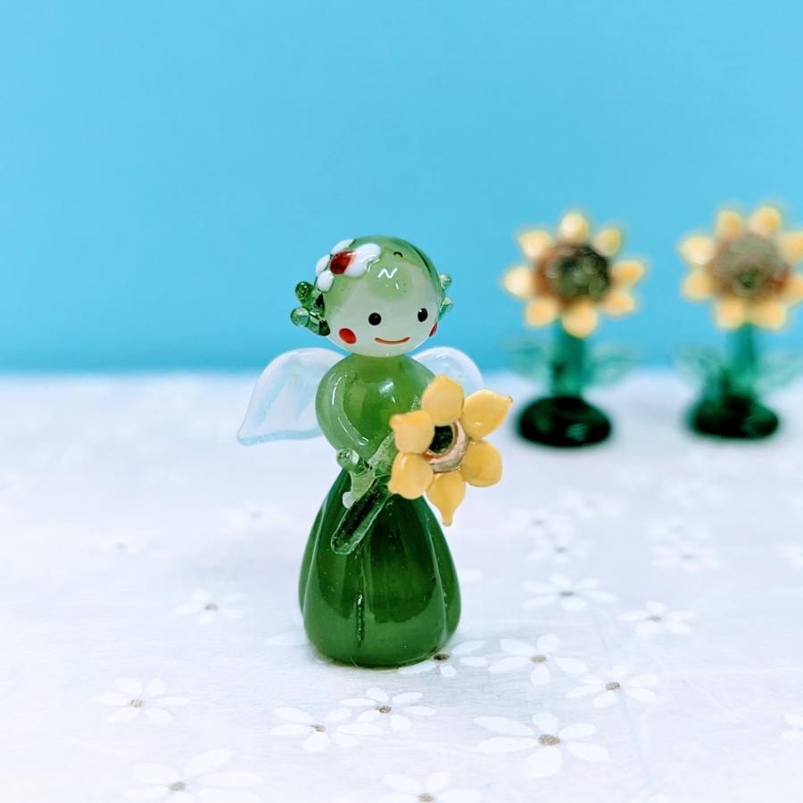 ガラス細工 花の妖精（ひまわり）ミニチュア 雑貨 置物 小物 天使 花