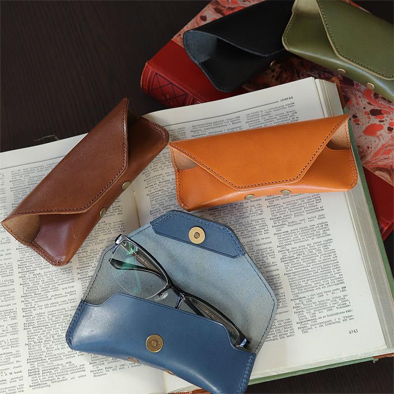 メガネケース 革 おしゃれ 名入れ 栃木レザー メンズ スリム 本革 軽量