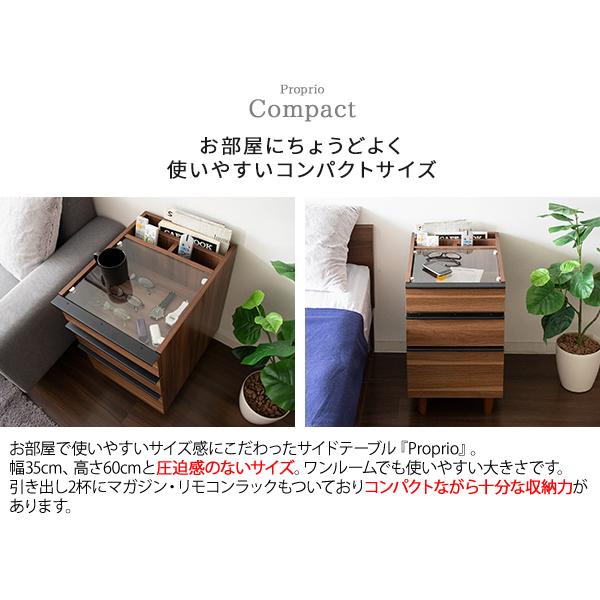 ディスプレイ収納付き ガラス天板 サイドチェスト ベッド サイド