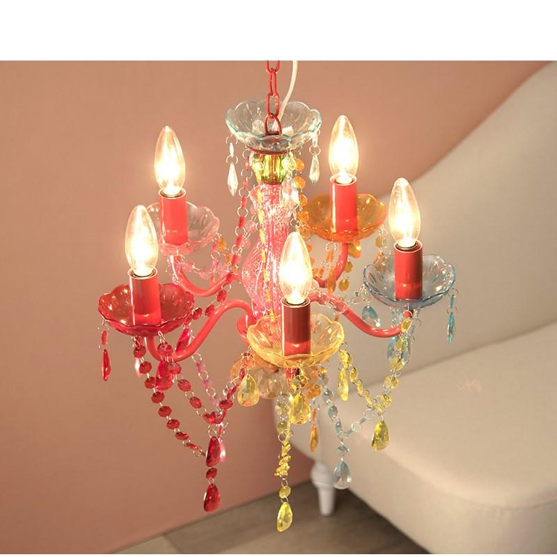 かわいいミニサイズ シャンデリア 5灯 LED対応 黒 ブラック クリア