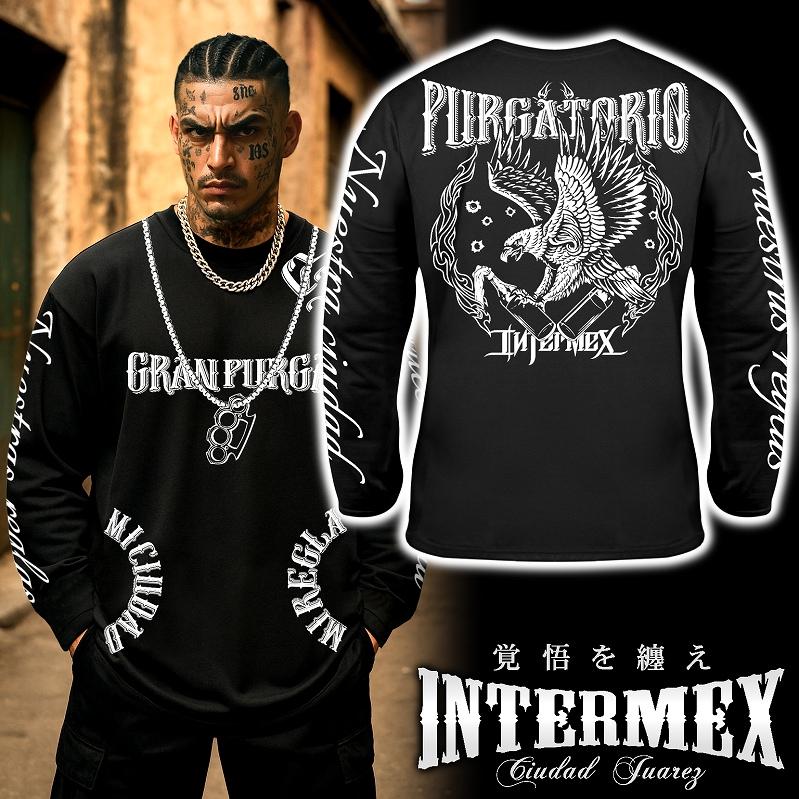 長袖 Tシャツ 服 メンズ ファッション INTERMEX 鷹 ロンT itm-040 黒