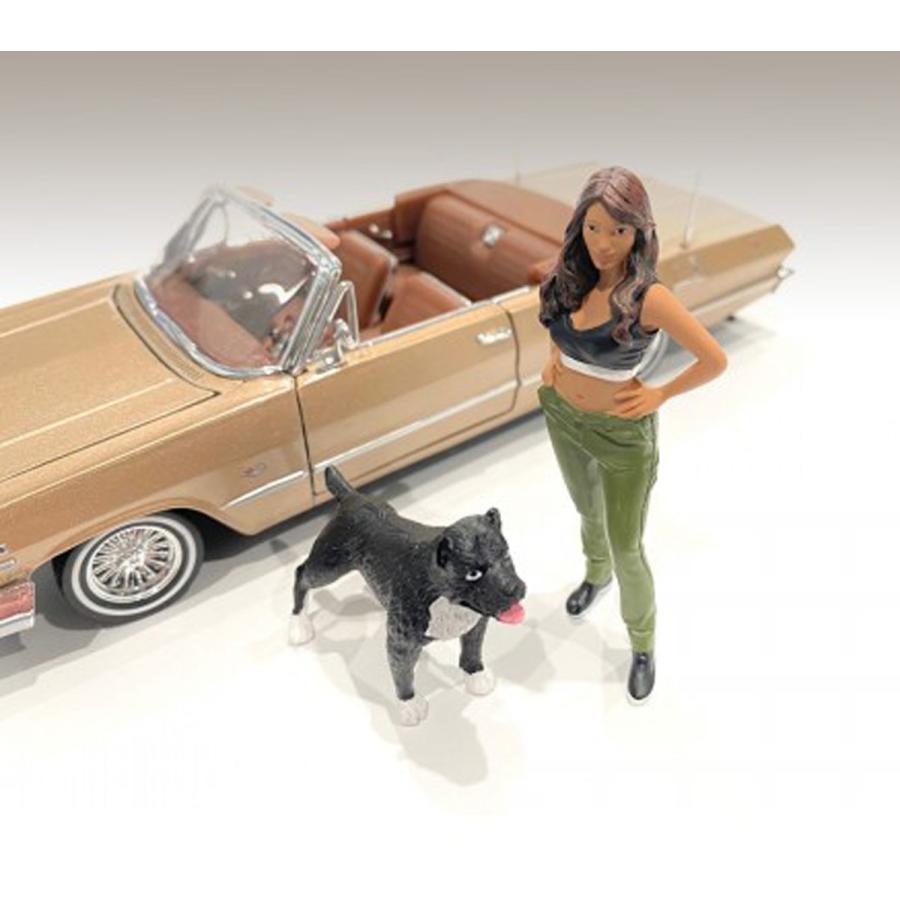 アメリカン ジオラマ 1/18 フィギア ローライダー 女性 + 犬 American