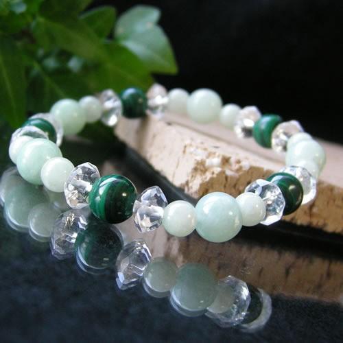 パワーストーン ブレスレット ビルマ翡翠 & マラカイト メンズ