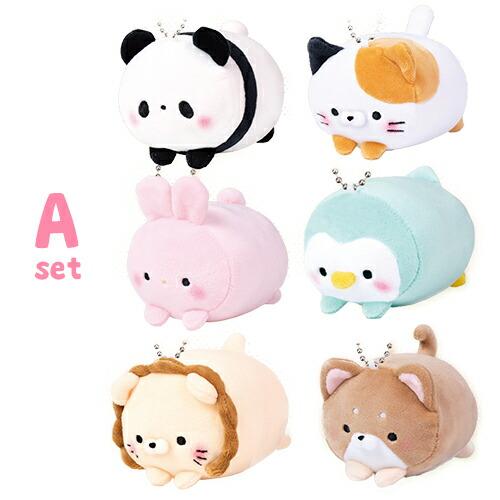 6種セット もちふわ ころころ らいふ ぬいぐるみ キーホルダー 11cm