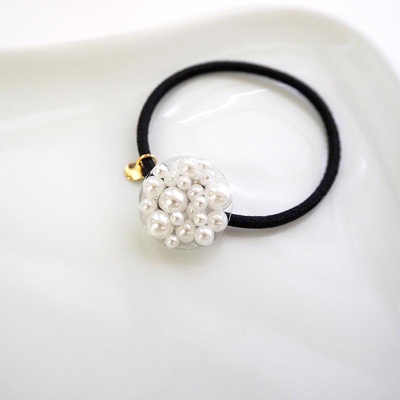 BLAZE ヘアゴム ミックスパール サークル ゴールド プレート 直径約2cm