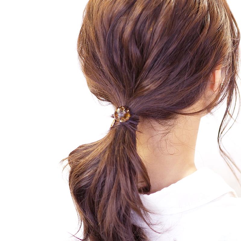 BLAZE ヘアゴム ラウンド かすみ草 箔 ゴールド プレート レジン 花