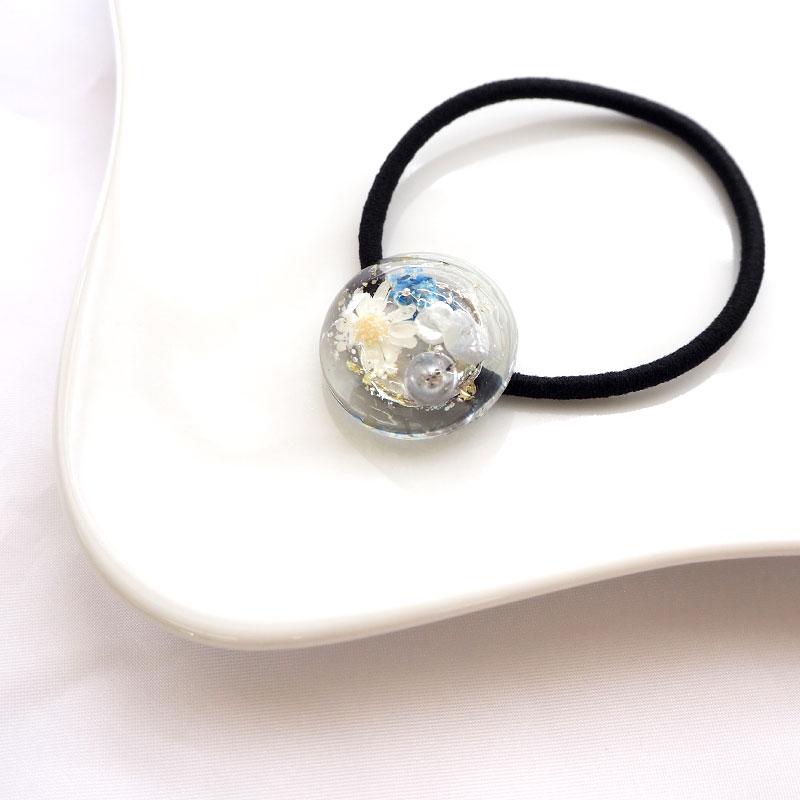 BLAZE ヘアゴム サークル レジン フラワー パール ドライフラワー 淡水