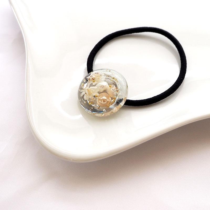 BLAZE ヘアゴム サークル レジン フラワー パール ドライフラワー 淡水