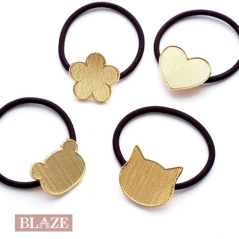 BLAZE ヘアゴム セッティング 台座 アニマル フラワー カシメ 付き