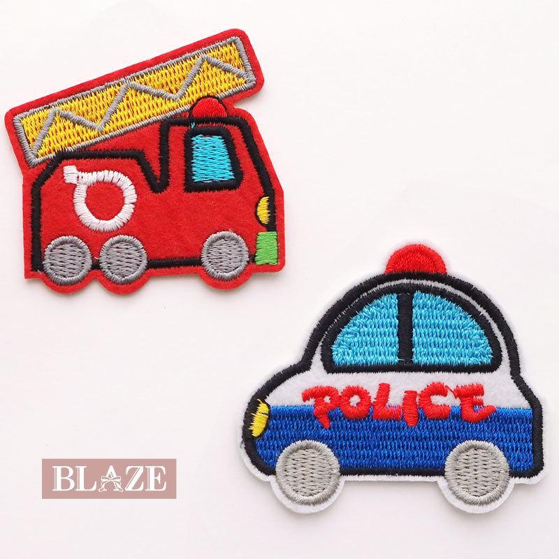BLAZE ワッペン アイロン 接着 刺繍 はたらく車 乗り物 消防車