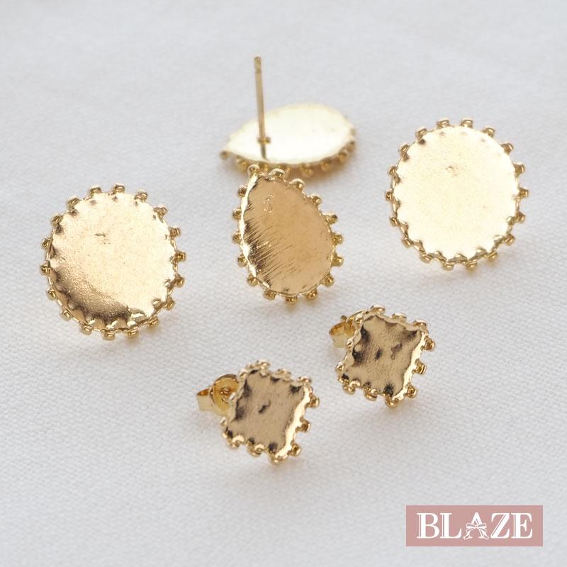 BLAZE ピアス パーツ 1ペア デザイン 皿付き ハンドメイド クラフト