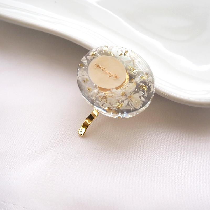 BLAZE ポニーフック オーバル フラワー レジン 花 ドライフラワー