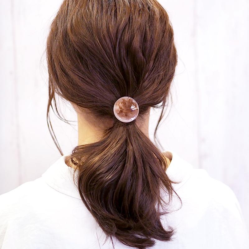 BLAZE ポニーフック サークル マーブル ゴールド レジン ヘアゴム