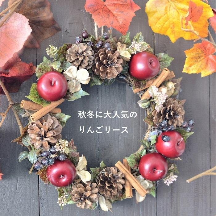 リース 手作りキット 25cm木の実とりんご 玄関 玄関リース 造花