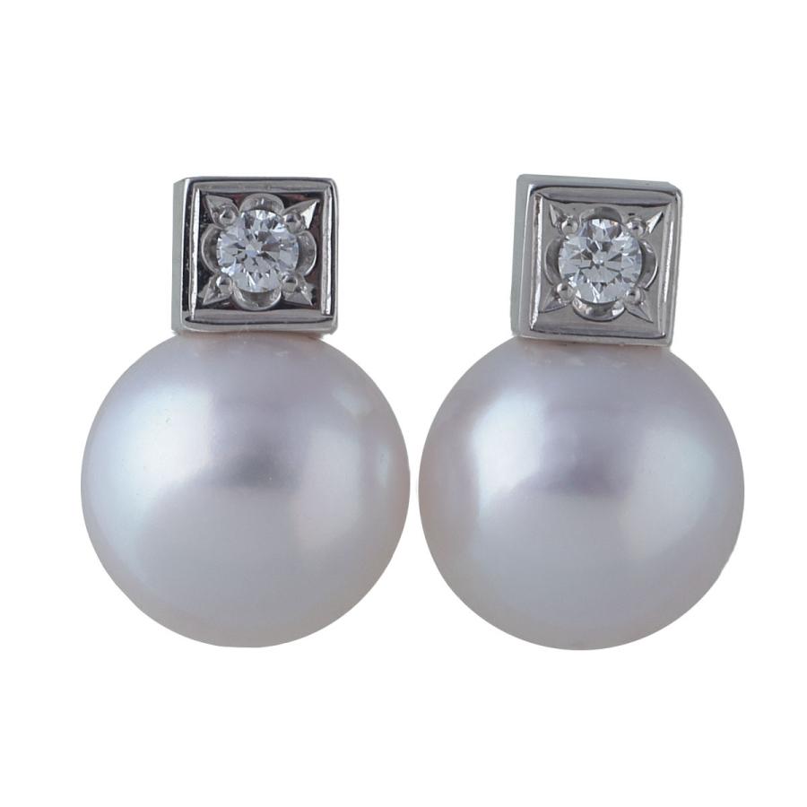 MIKIMOTO（ミキモト） ダイヤ パールピアス PE-1287PU型 アコヤパール
