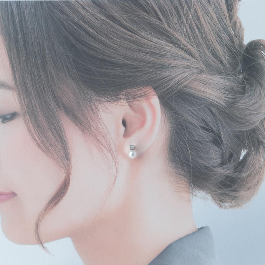 MIKIMOTO（ミキモト） ダイヤ パールピアス PE-1287PU型 アコヤパール