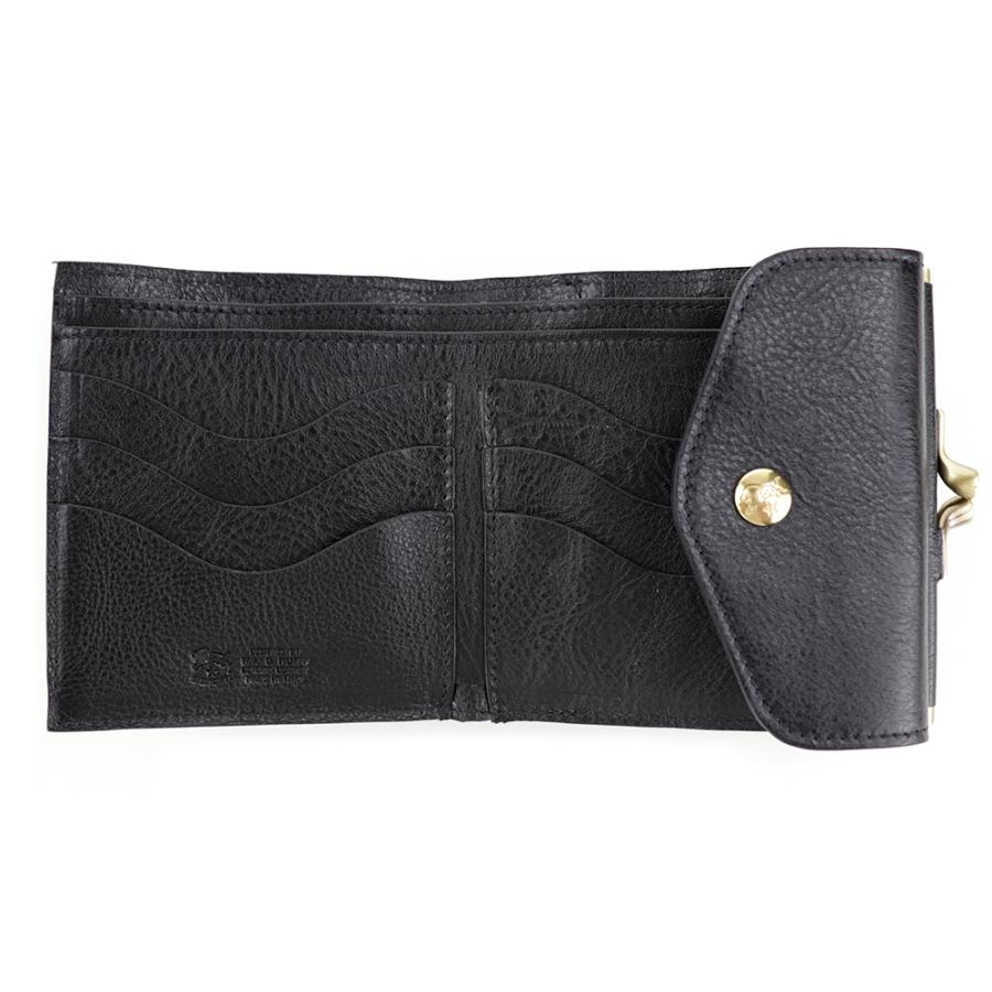 IL BISONTE（イルビゾンテ） 財布 二つ折り がま口 レザー 本革 ネロ