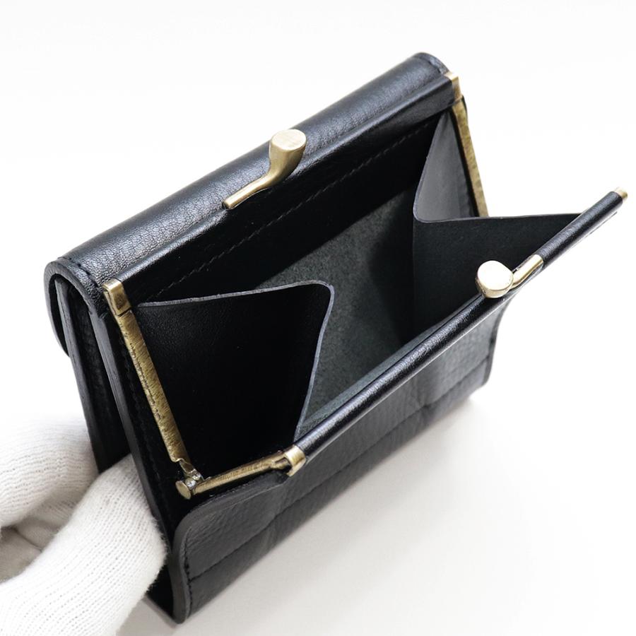 IL BISONTE（イルビゾンテ） 財布 二つ折り がま口 レザー 本革 ネロ