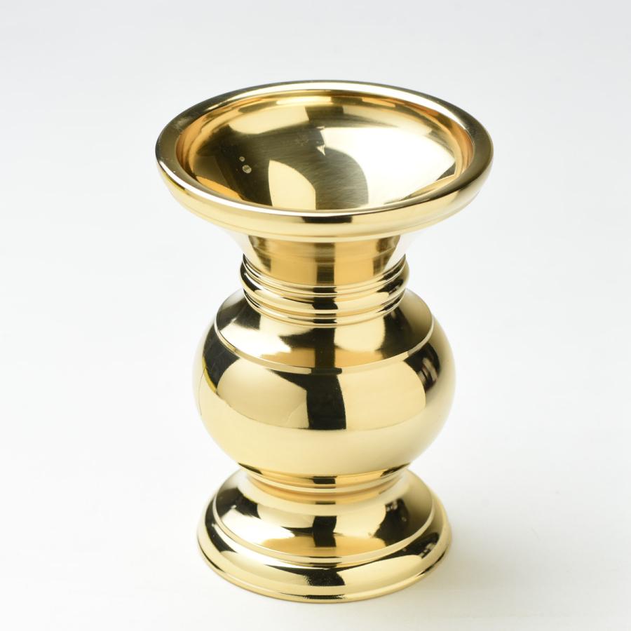 花立 真鍮製 花瓶 京丸型 無地 磨 フッ素加工 4.0号 中型 約12cm 4寸