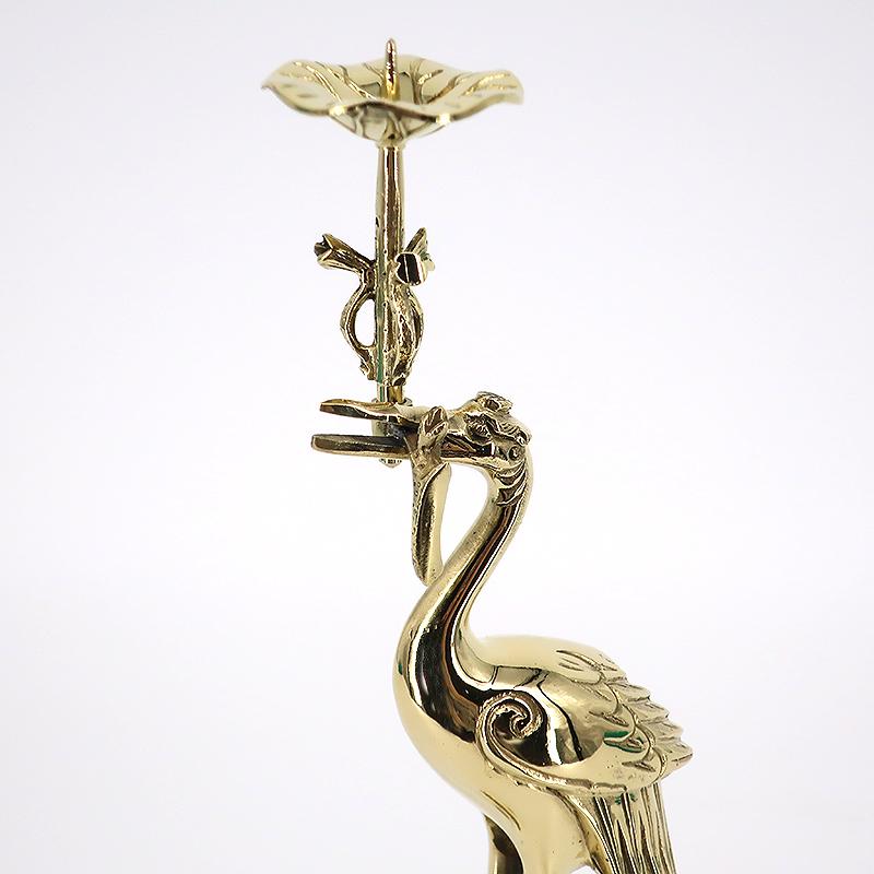 真宗大谷派（お東）専用仏具 鶴亀燭台4寸磨き（右） : お仏壇のよね