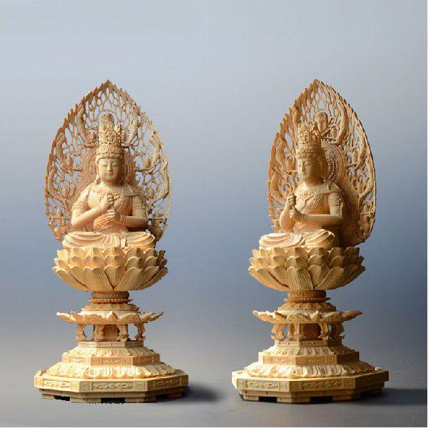 仏像 総柘植材・八角飛天光背：大日如来3.0寸 真言宗 仏壇用御本尊