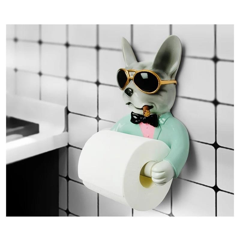 トイレットペーパー ホルダー ブルドッグ トイレ 犬 ブルドック 動物