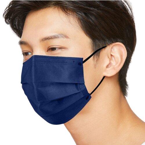 RAPITTO 不織布3層構造 カラーマスク ネイビーNAVY メンズマスク 1箱50