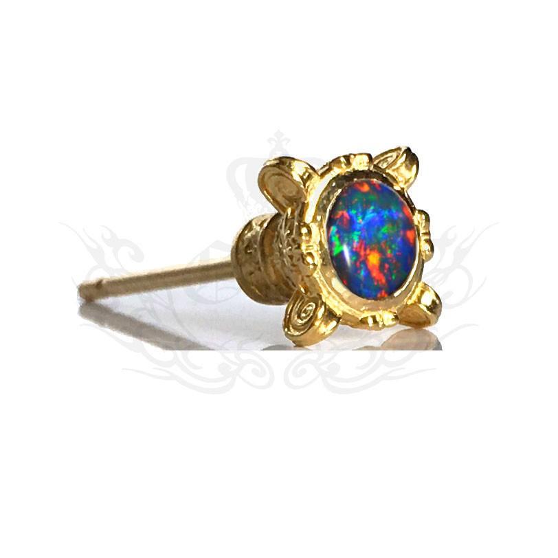 GnB 22金 ジェム スローン ピアス w/ブラックオパール Pierce：Gem