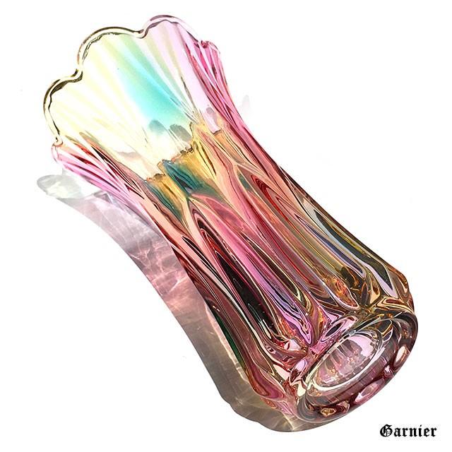 花瓶 フラワーベース ガラス クリスタル カラフル 虹色 オシャレ 高さ