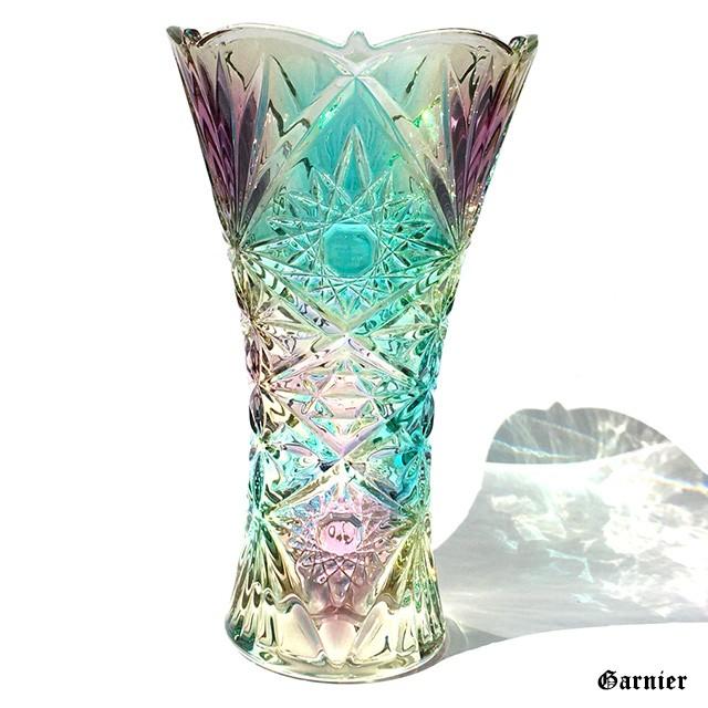 花瓶 フラワーベース ガラス クリスタル カラフル 虹色 オシャレ 高さ
