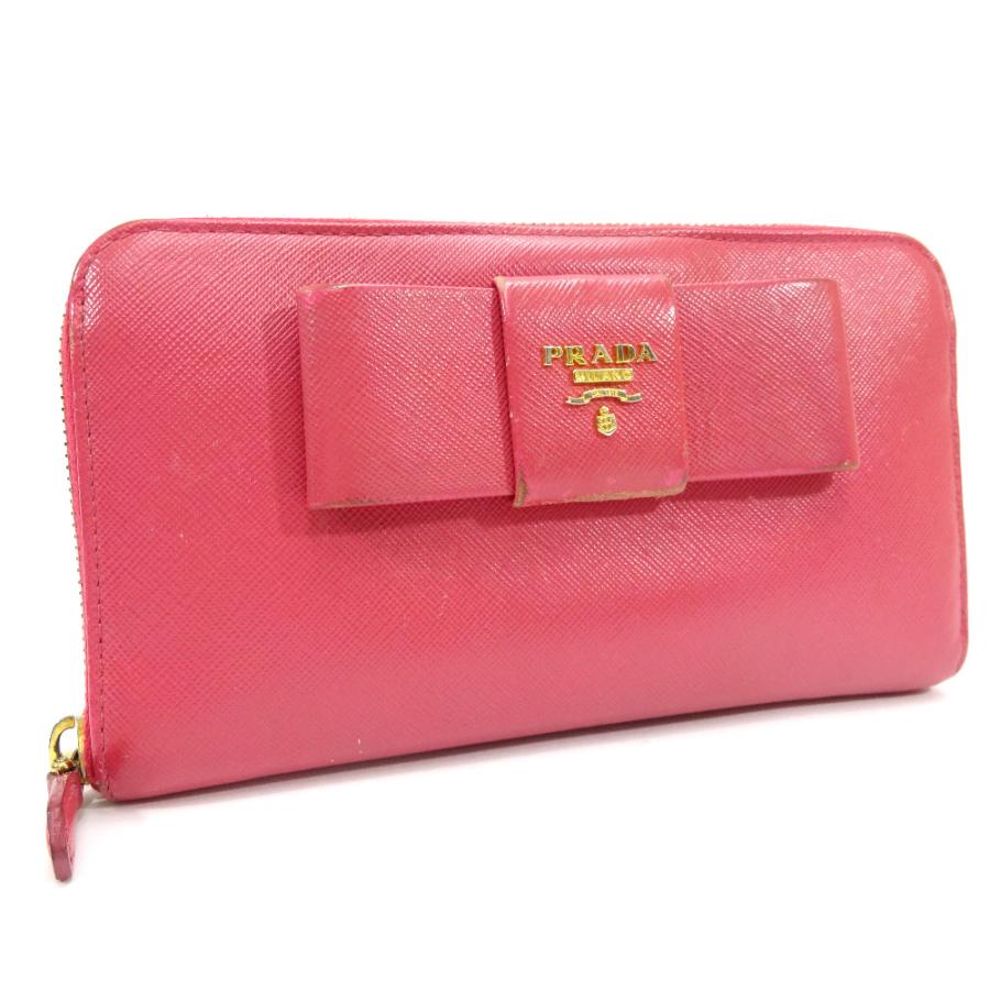 PRADA（プラダ） リボン 長財布 レディース 型押しレザー ピンク