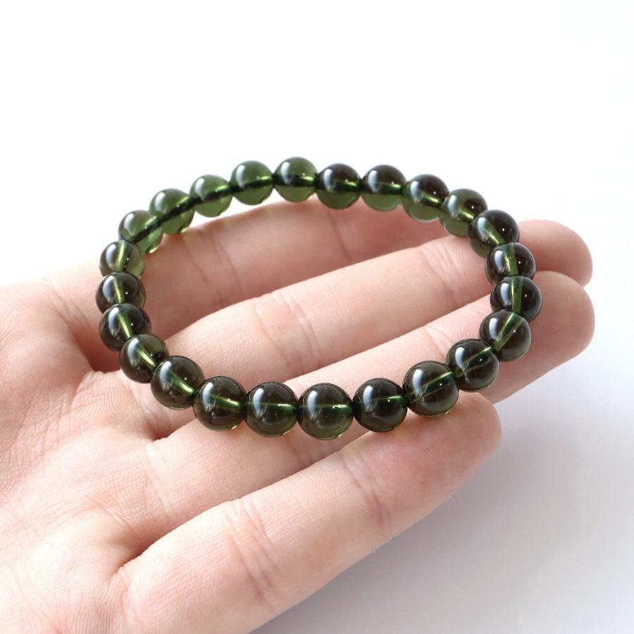 GOLD STONE モルダバイト ブレスレット 8mm 鑑別書付き 正真正銘 本物