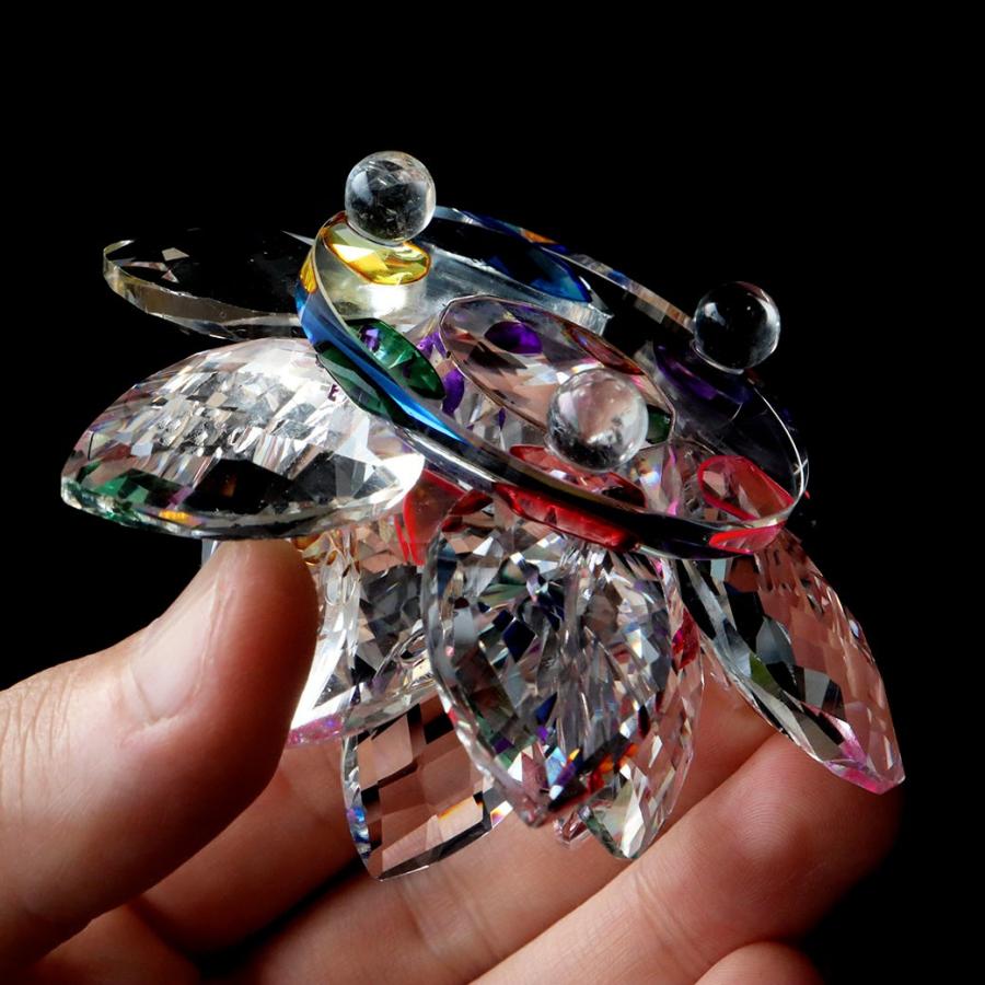 GOLD STONE 蓮の花 置物 虹色 クリスタルガラス サンキャッチャー 開運