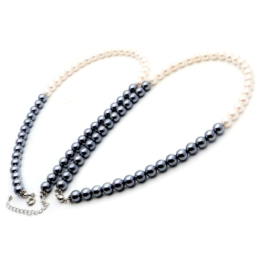 GOLD STONE 天然淡水パール 真珠ネックレス テラヘルツ鉱石 本物 8mm