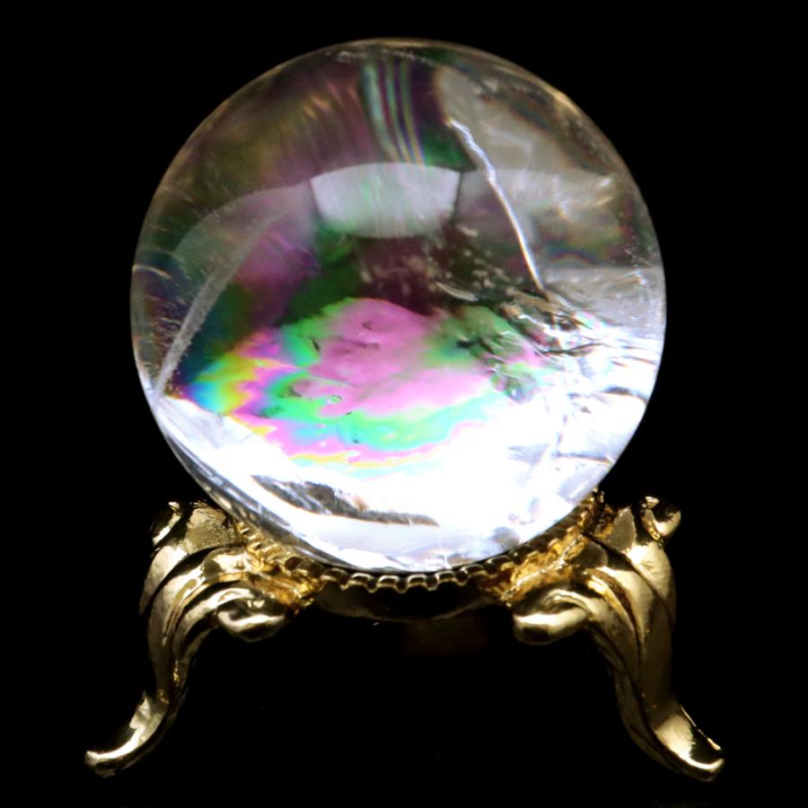 GOLD STONE アイリスクォーツ 丸玉 水晶 虹入り AA 天然 直径約29mm