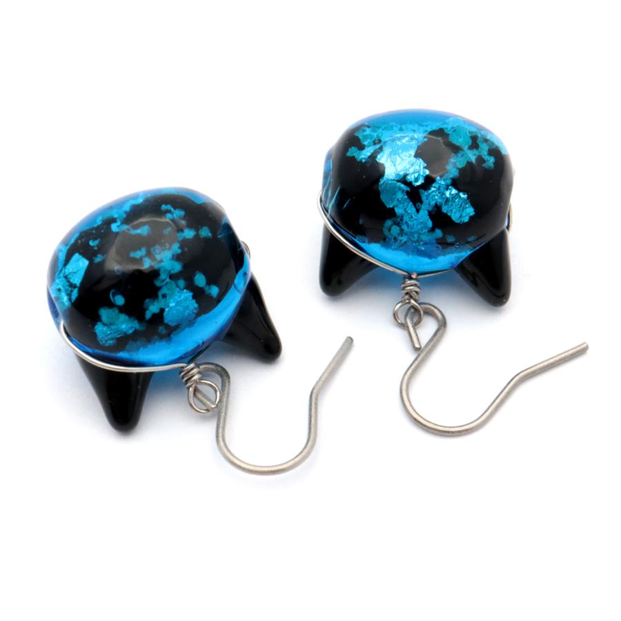 GOLD STONE ホタルガラス ピアス 猫 かわいい フック レディース 両耳