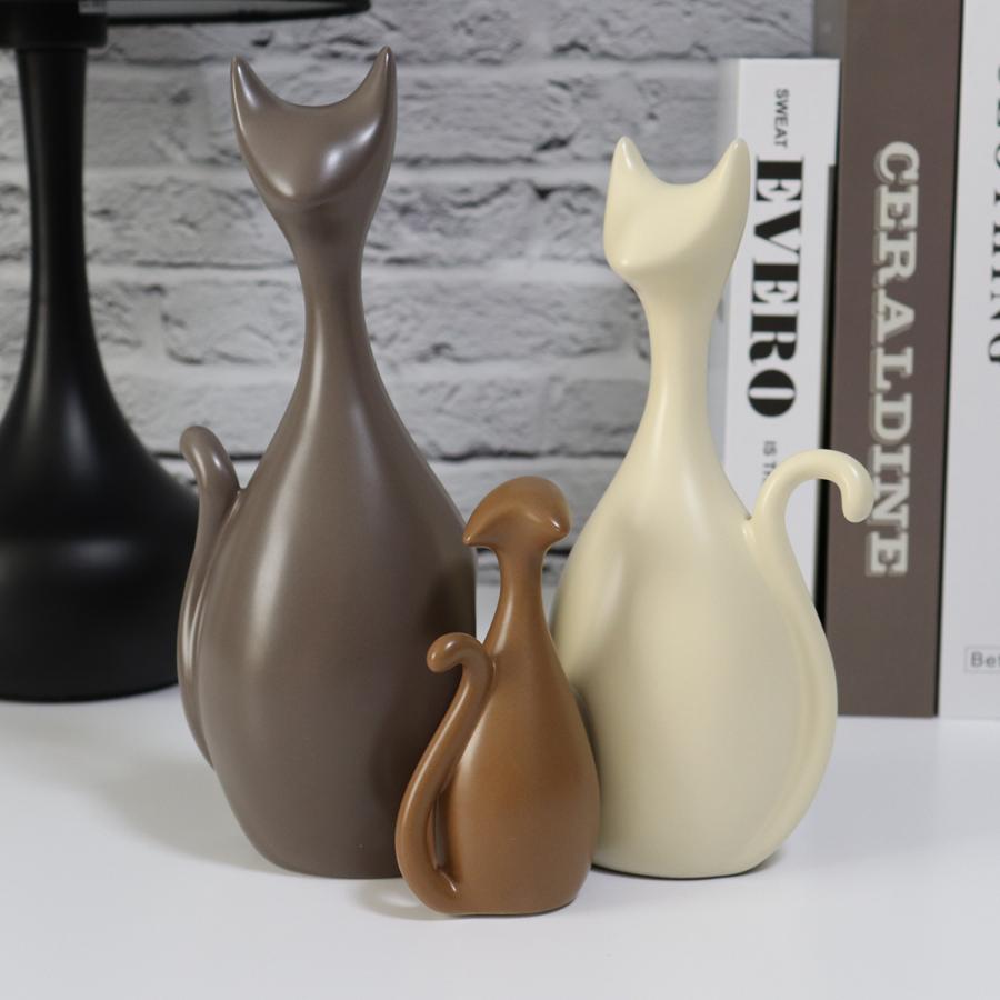 3点セット 家族の絆 アニマル アート オブジェ 韓国 北欧 陶器 親子