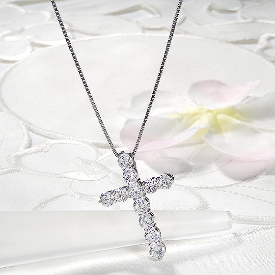 Pt900 2.0ct ダイヤモンド クロス ネックレス 送料無料 プラチナ 2ct 2