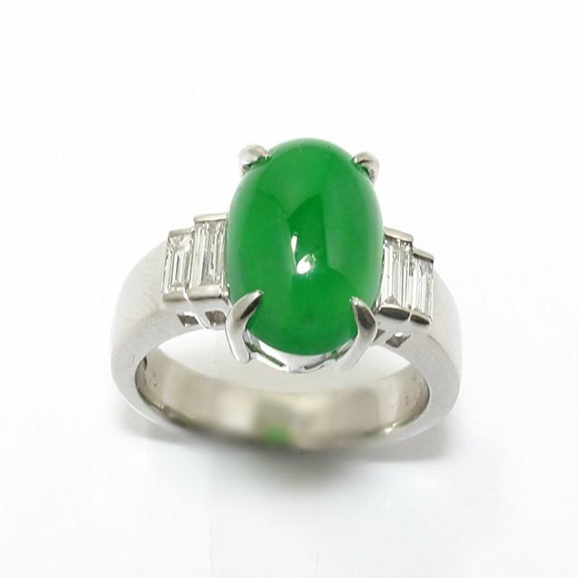 大粒ヒスイダイヤモンドリング 翡翠 ひすい4.62ct プラチナリングPt900