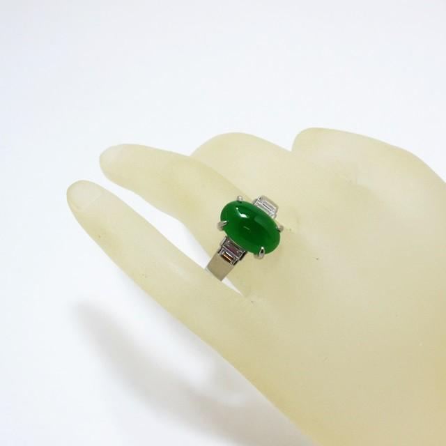 大粒ヒスイダイヤモンドリング 翡翠 ひすい4.62ct プラチナリングPt900