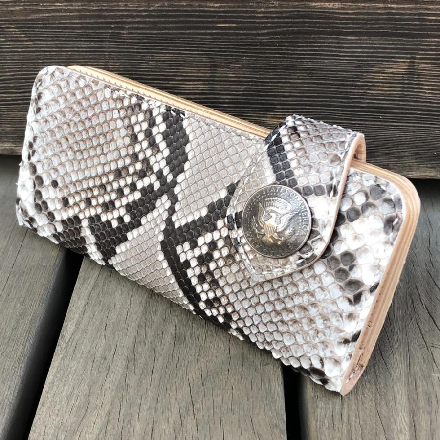 長財布/ロングウォレット ダイヤモンドパイソン本革 イタリアンレザー