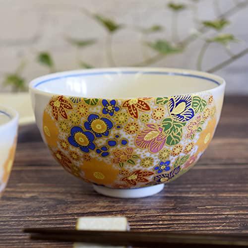 ペア 茶碗 九谷焼 夫婦茶碗 花詰 陶器 おしゃれ ご飯茶碗 和食器 日本